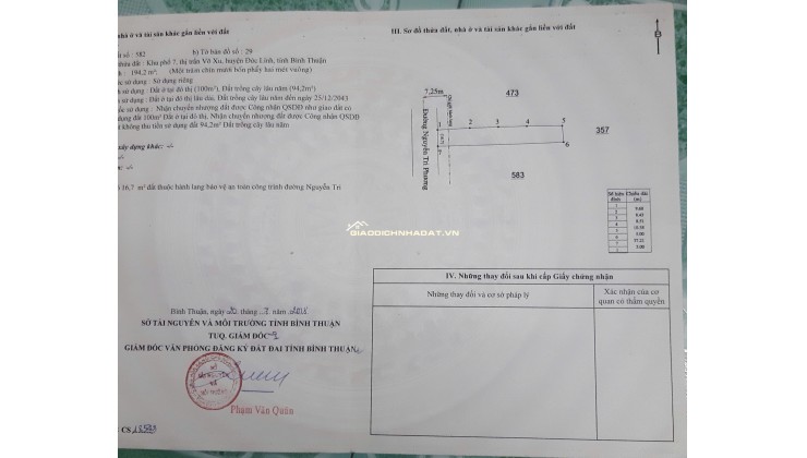 Bán đất mặt tiền huyện Đức Linh  Nguyễn Tri Phương có 100m2 ODT